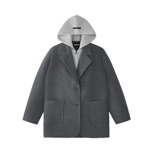 
FILA FUSION women's woolen jacket 2026 spring new casual fake two-piece hooded suit top