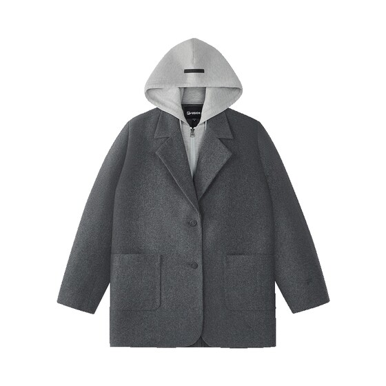 
FILA FUSION women's woolen jacket 2026 spring new casual fake two-piece hooded suit top