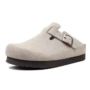 DYOWOZ/Dongyuan Japanese-style Birkenstock cork half-block slippers for women with height increase of 3.3cm genuine leather thick sole wear