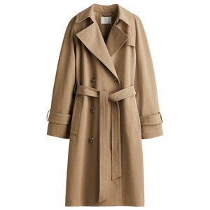 
HM Women's Trench Coat 2025 Autumn New Raboonsleeves Folded Collar Double Breasted Fashion Trench Coat 1282706