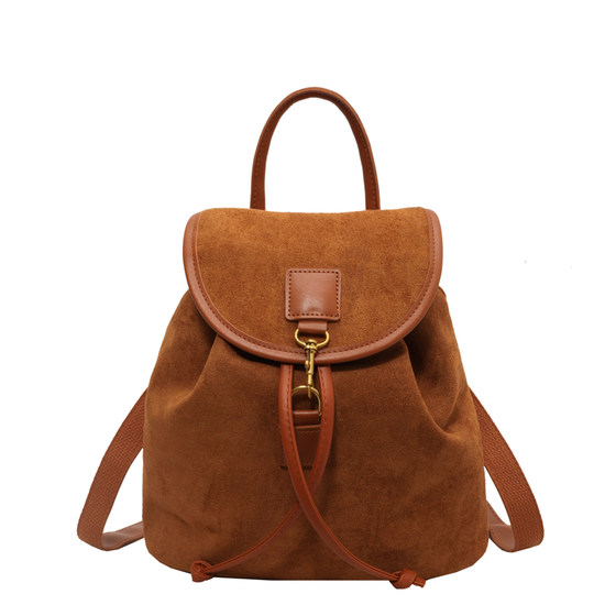 
Korean Senseed Suede Backpack for Women 2025 Spring New Retro High-quality Textured Backpack for niche travel backpack