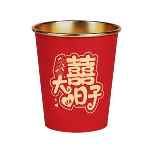 Wedding paper cup disposable cup wedding tea and water cup thickened wedding banquet red gold foil tea cup supplies
