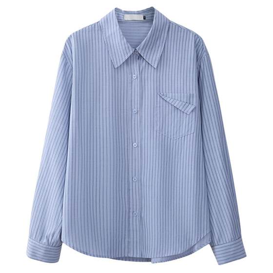 
Ximeng's new spring and autumn tops, small high-end design niche striped French long-sleeved shirts for women