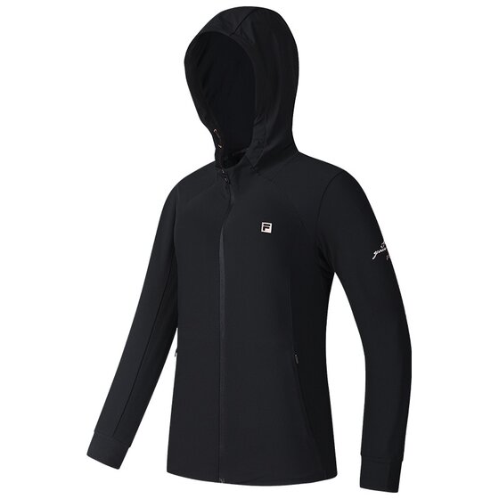 
FILA official women's knitted hooded jacket 2025 summer new fitness sports basic sun protection top