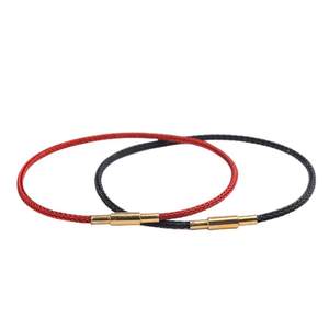 
Waterproof steel wire rope bracelet for men and women spiral good luck bracelet electroplating 3d hard gold year braided leather rope red