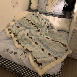 
2025 new milk fluff blanket thickened lamb ferment Class A multi-functional small blanket sofa nap cover blanket ins style