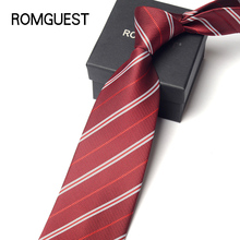 Romguest Мужской деловой галстук Мужской широкополосный красный полосатый Брак Жених Галстук рубашка аксессуары
