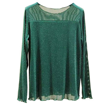 Autumn round neck thin base mesh foreign shirt girl
