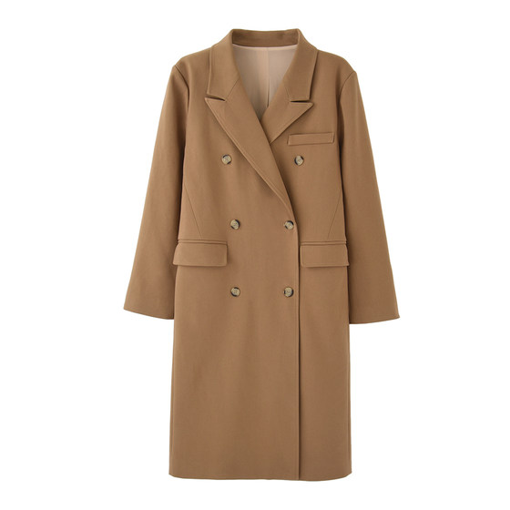 Halo luu [Clear] Khaki coat women's high -level medium -long hair woolen jacket
