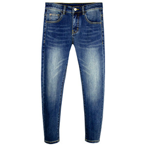 
Classic, fashionable and eye-catching'~9-point jeans for men, blue washed stretch high-quality trendy slim-fitting pants