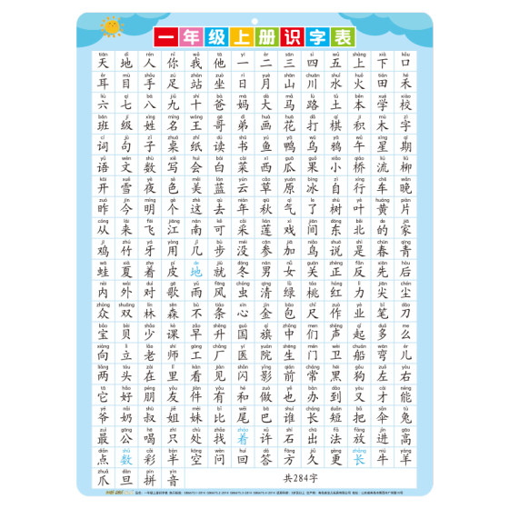 
Literacy wall chart for primary school students in first grade, first volume and second volume, word list, literacy wall stickers, kindergarten, young children, connecting children