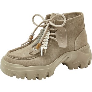 Kangli genuine leather plus velvet Martin boots women's thick-soled heightening fashion boots 25 winter new retro American Birkenstock short boots