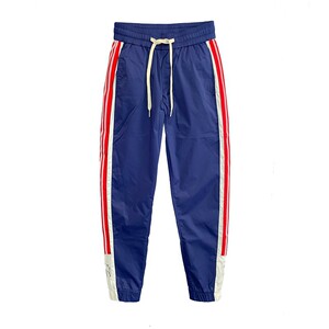 
New European brand ice silk side striped quick-dry pants for men slim-fitting embroidered casual tiny feet nine-point pants