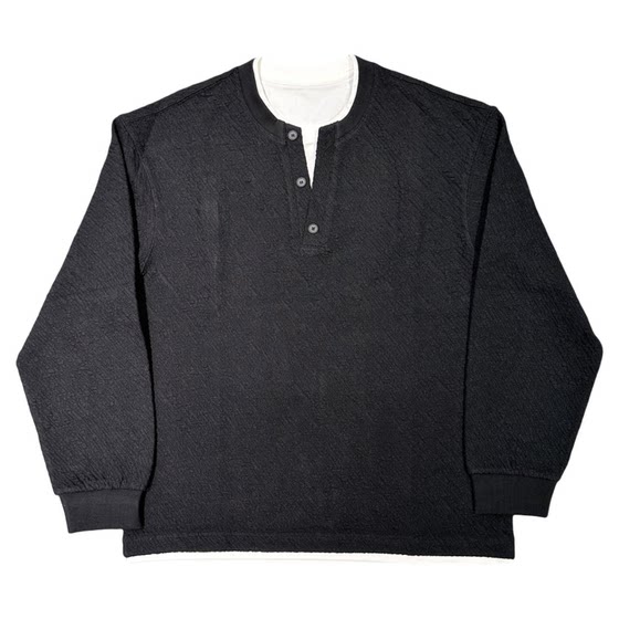 
Light luxury old money style fake two-piece sweatshirt for men 2026 spring new Henry collar long-sleeved T-shirt with bottoming top