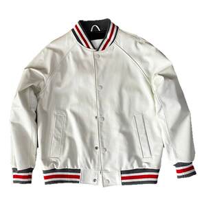 
New autumn and winter top leather baseball uniform genuine leather leather jacket loose short jacket for men's larger jacket white handsome