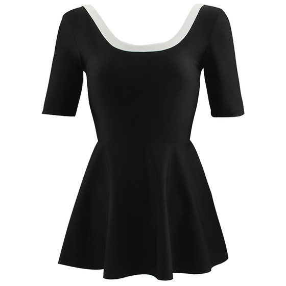 
2025 New Swimsuit Women's Hot Spring Conservative Slim Belly Covering Skirt Style Black One-piece Fashionable Seaside Swimwear