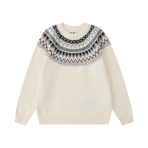 
Dream made Fair Isle jacquard sweater for men, autumn and winter couples old money style boys inner sweater