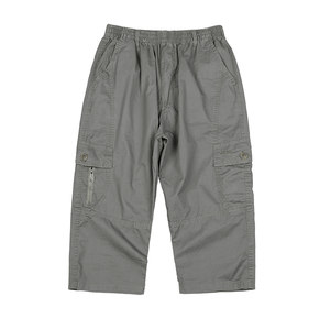 Summer thin -waist high -waisted high -waisted pants men's loose cropped pants workers, pants, shorts, cotton cotton middle -aged and elderly father casual pants