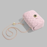 Розовая сумка через плечо, сумка на одно плечо с ромбовидным узором, цепь, подарок на день рождения, на цепочке