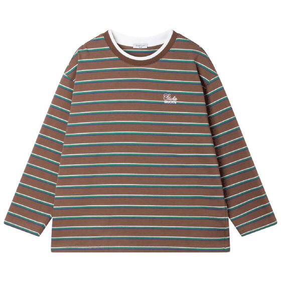 
MUCMUKN children's clothing spring new pure cotton fake two-piece striped long-sleeved T-shirt tops versatile bottoming shirt for boys and girls