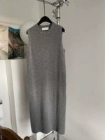 Осенняя однотонная длинная юбка, жилет, трикотажное платье, 2023