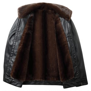 
Scarecrow Genuine Leather Jacket Men's Winter Haining First Layer Sheepskin Jacket Plus Velvet Thickened Middle-aged and Elderly Leather Jacket