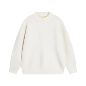 
White sweater men's winter 2025 new loose soft glutinous pullover base shirt high-end solid color sweater top