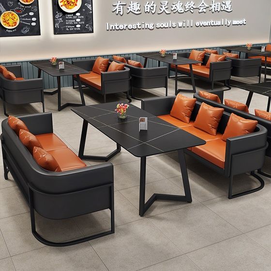 카페 레저 협상 바 클리어 바 뮤직 레스토랑 바 상업용 철제 양식 레스토랑 데크 소파 테이블과 의자 조합