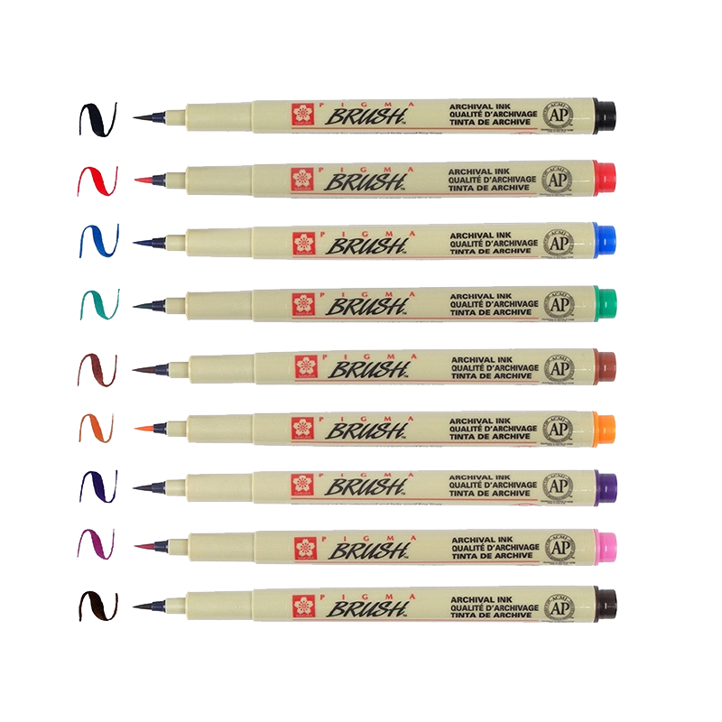 日本樱花BRUSH软头勾线笔BR针管笔美术专用彩色秀丽笔