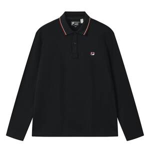 
FILA official men's knitted long-sleeved POLO shirt 2025 winter new casual basic cotton top