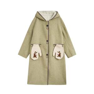 
Zihan mid-length wool coat for women in women's new winter contrast loose outdoor casual warm coat free gloves