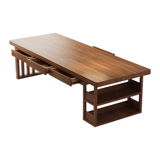 
Living room desk bookcase integrated solid wood large long table home office desk workbench large table study area reading table