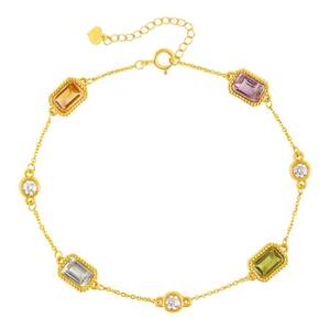 
[Multiple gemstones and versatile] Shipulin yellow 18K gold sugar cube topaz crystal bracelet for women, a gift for your girlfriend