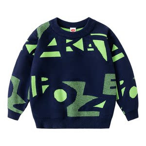 
Boys knitted sweater double layer 2025 autumn and winter children's clothing fashion pullover warm sweater autumn top trendy
