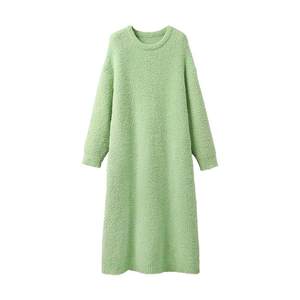 Anzhi accompanied by sleeping skirt female autumn and winter thickened half of the velvet casual sweet and velvet coral velvet warm long pajamas loose