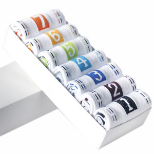 Seventh day socks pure cotton men's socks pure cotton socks mid-tube creative socks pure cotton spring and summer thin digital socks