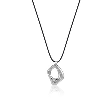 
Silver pendant black rope necklace long 2025 new style exquisite high-end sweater chain light luxury niche daily versatile