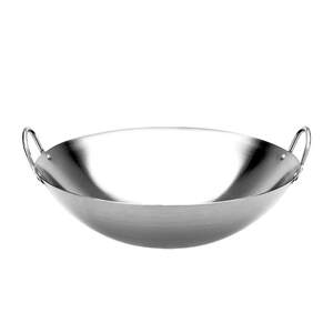 Thick stainless steel large stir -fried pot double ear round bottomless cast iron pot single -handle coal gas electromagnetic cooker special frying spoon