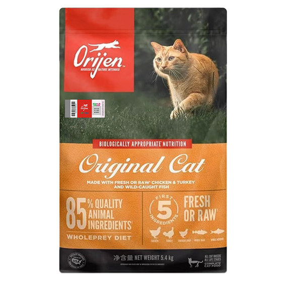 
Orijen, a native cat, is eager to love cats, chicken, six kinds of fish, grain-free whole cat food 5.4kg, imported adult and young cat staple food
