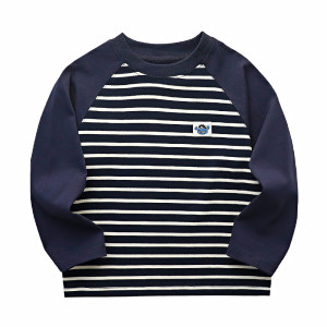 
Boys striped long-sleeved T-shirt spring and autumn 2026 children's style raglan top sleeves boys fashionable bottoming shirt
