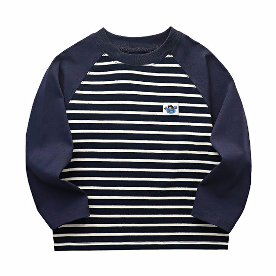 
Boys striped long-sleeved T-shirt spring and autumn 2026 children's style raglan top sleeves boys fashionable bottoming shirt