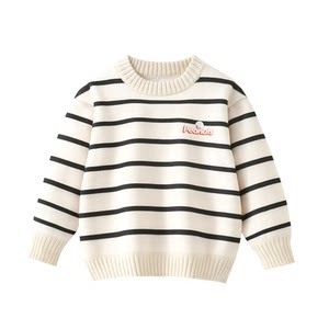 
Snoopy Children's Striped Sweater 2026 Autumn and Winter New Girls' Plush Warm Knitted Sweater Boys' Pullover Tops