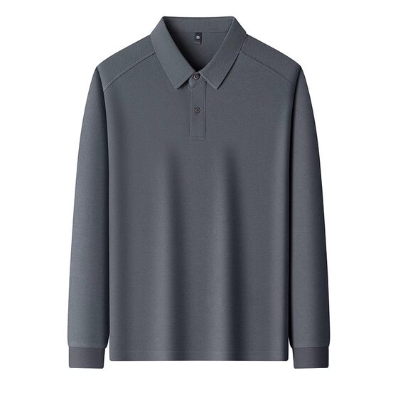 Solid color raglan sleeves long sleeve T-shirt for men in autumn breathable bead flooring polo shirt lapel long sleeves men's top