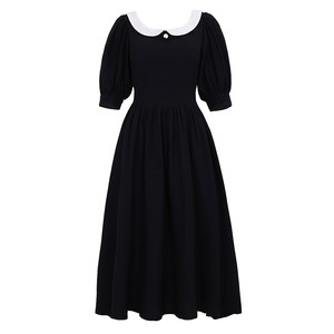 
[Breaking code clearance] Ching's Hepburn detachable collar backless little black dress high-waisted A-line dress