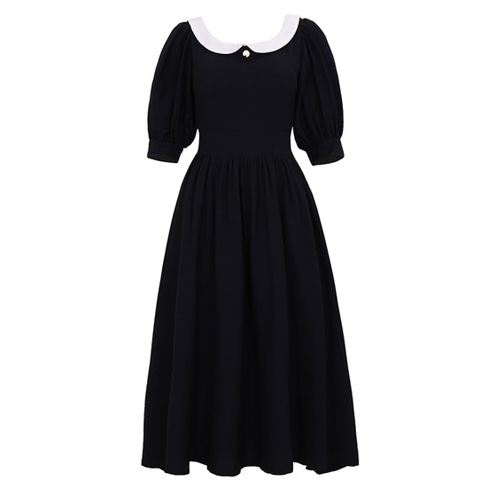 
[Breaking code clearance] Ching's Hepburn detachable collar backless little black dress high-waisted A-line dress