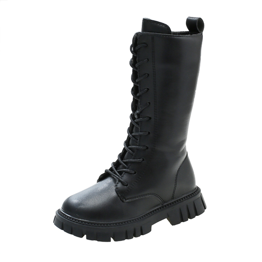 Botas Militares Blancas Para Niñas - Altas Hasta La Rodilla, Con Cordones Y Cremallera Lateral | Estilo Punk Gótico Para Otoño-invierno