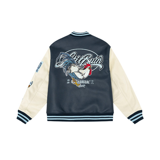 
REDCHARCOAL Red Charcoal Twelve Series Heavy Industry Embroidered Padded Leather Jackets Spring and Autumn Jackets Men's Tops