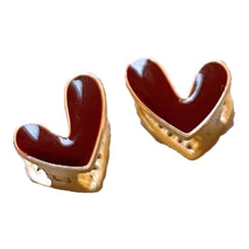 Reversible Red Love Stud Earrings 925 Sterling Silver Needle