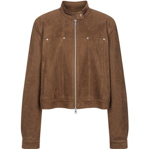 
Yixiangliying imitation suede stand-up collar short coat for women 2026 spring new Korean style high-end petite top