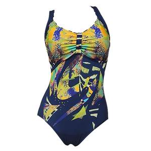 Foreign trade original high-end large-sized professional athlete competition training quick drying triangle jumpsuit for women's printed tight fitting swimsuits